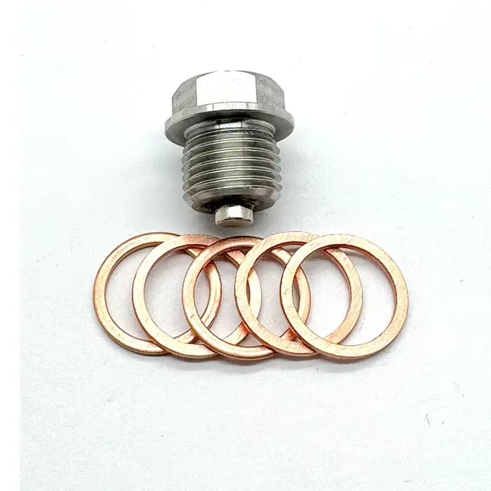 Boulon magnétique en acier inoxydable avec 5 rondelles en cuivre, bouchon de vidange d'huile, aimant