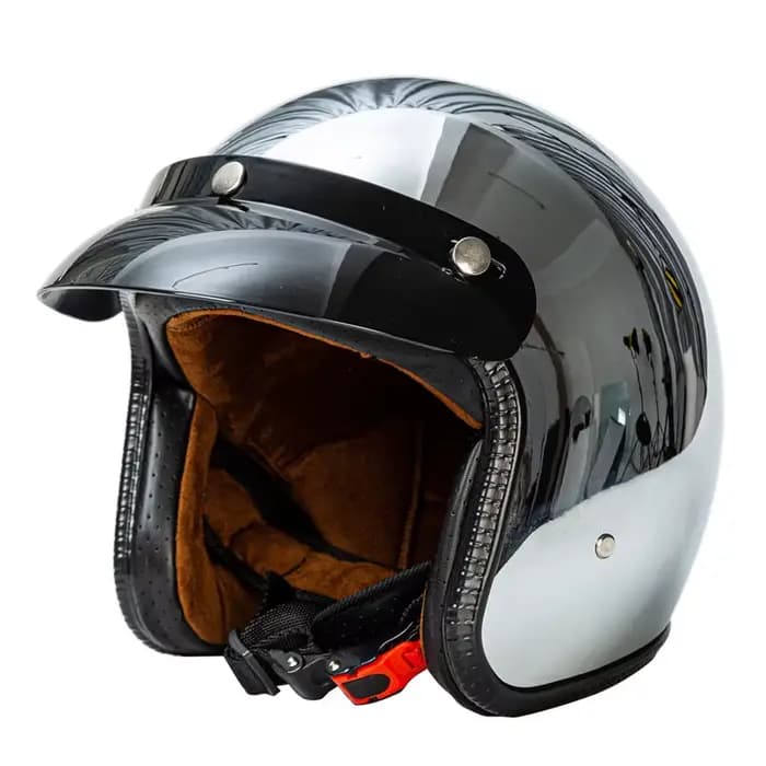 Casque de Moto à visage ouvert Vintage Kask Capacete Chrome argent rétro Casque miroir pilote Jet Mo