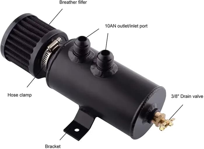 Réservoir d'échappement en aluminium AN10, 750ml, réservoir d'huile avec filtre de reniflard, Kit dé
