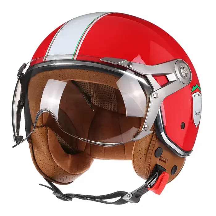 Casque de Moto Vintage TT & COCASCOS Jet avec visière Moto équitation 3/4 demi-casque ouvert rétro S