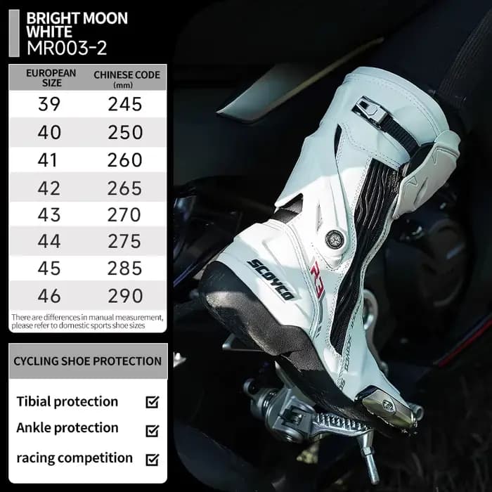 Bottes de moto SCOYCO, niveau de protection CE 2, anti-chute, chaussures de course pour moto, cuir T