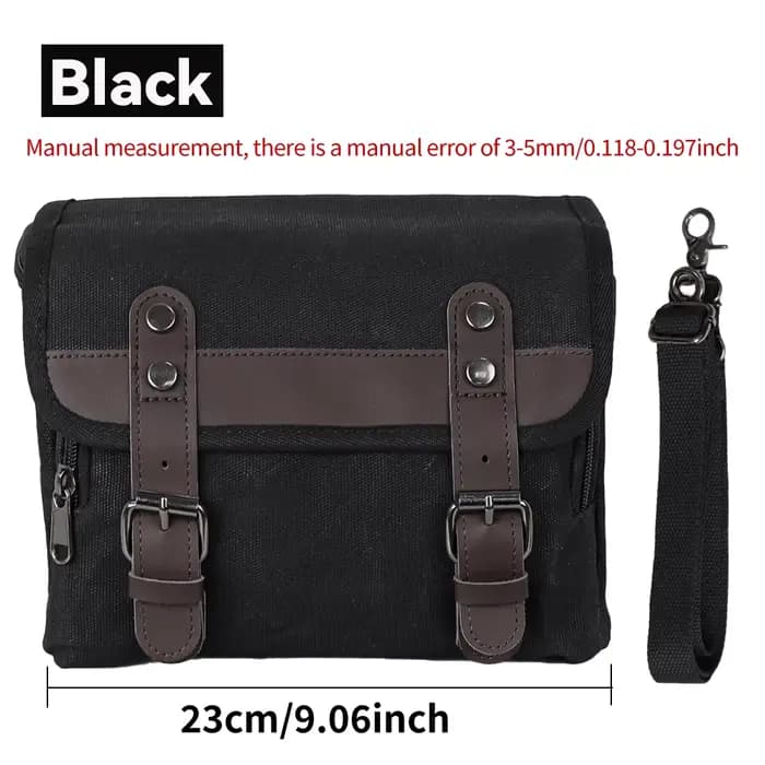 Sac à dos moto vintage, équipement de conduite, sacoche arrière en toile imperméable et cuir marron 