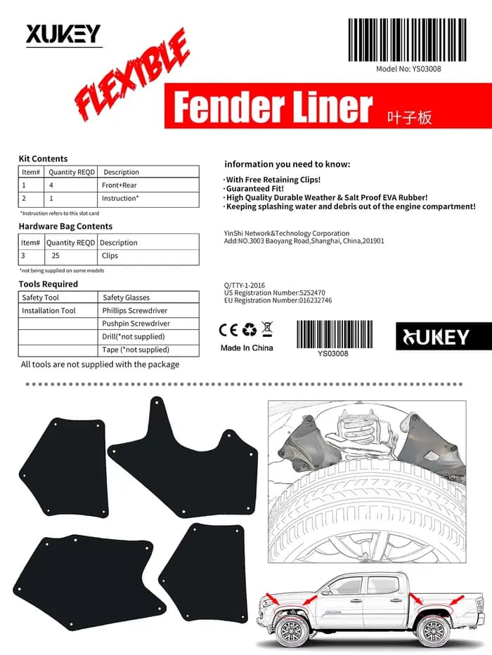 Garde-boue avec Clips de retenue, doublures de garde-boue pour Toyota Tundra Sequoia 2007 – 2020