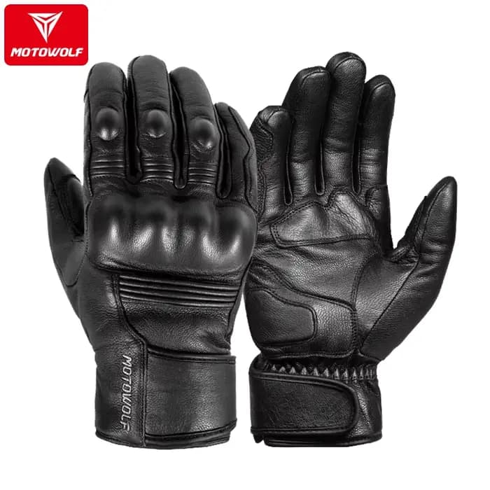 Gants de Moto d'hiver homme gants de Moto en cuir imperméable coupe-vent chaud Guantes Para Motos Mo