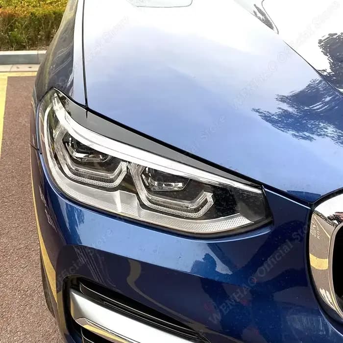 Sourcils de phares noirs brillants, 2 pièces, pour BMW X4 X3 G01 G02 2018 2019 2020 2021, couvercles