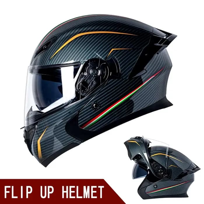 Casque rabattable casque de moto pour hommes Double lentille croisière moto de fond casque complet c