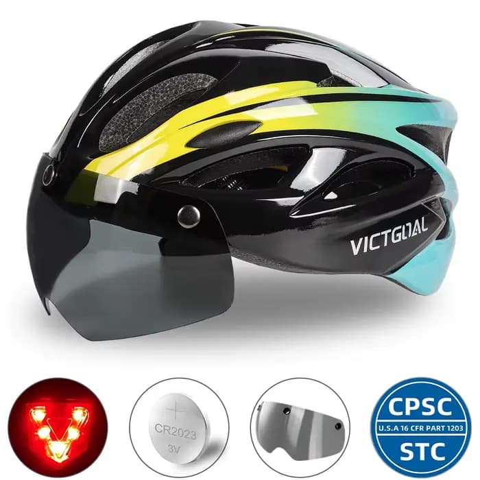 VICTGOAL vtt Scooter électrique casque de vélo pour hommes feu arrière lunettes lentille pare-soleil