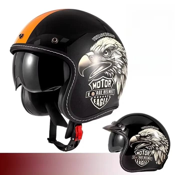 Casque de moto de croisière rétro unisexe, demi-casque de vélo lourd, casque de moto 3/4, Style Vint