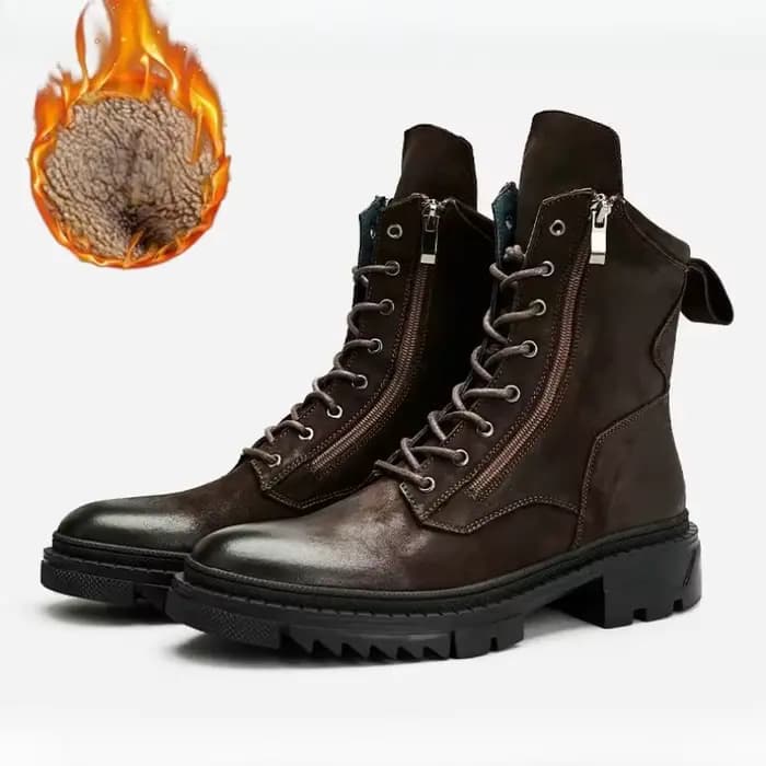 Bottes de moto rétro en cuir, style britannique, faites à la main, montantes, pour homme, chaussures