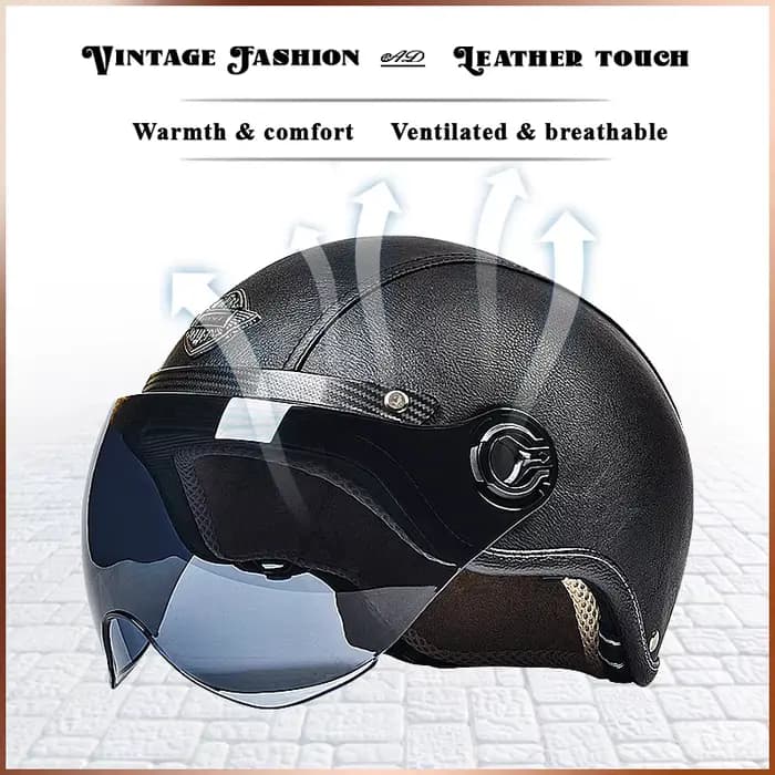 D'expériences de moto rétro AD avec visière Harley, casque en cuir pour homme, vélo électrique Hurbi