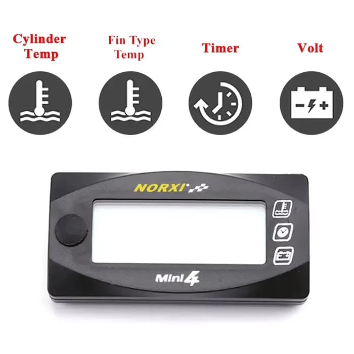 MINI 4 compteur de température double pour moto, cylindre de température, Type aileron, capteur de t