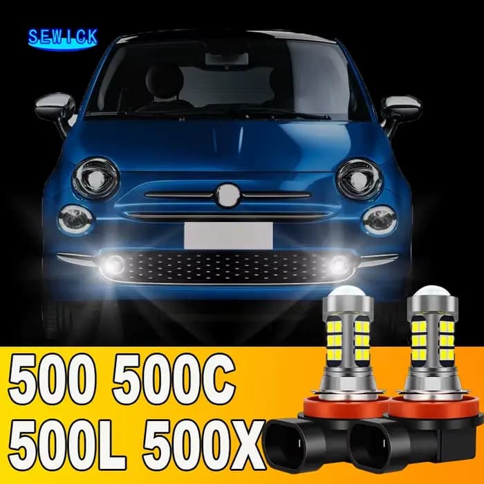 2 ampoules antibrouillard avant LED, accessoires pour Fiat 500 500C 500L 500X 2007-2018 2007 2008 20