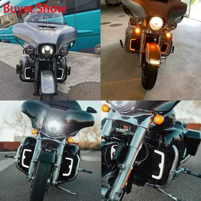 Carénage de Clignotant LED pour Moto Harley, Grilles betérieures Noires, pour Rue Touring, de Route,