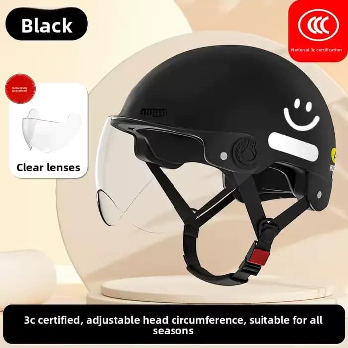 Casque demi-tête certifié 3C - Casque unisexe adulte/enfant avec lunettes pour vélo, vélo électrique