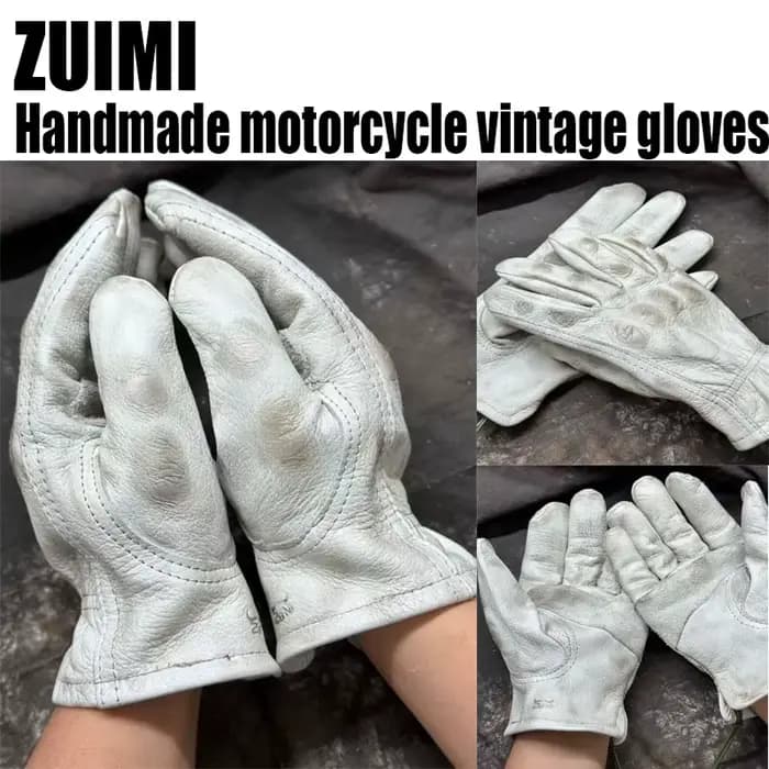 Nouveau gant de course de Moto en cuir Vintage fait à la main Guantes Moto Luvas doigt complet gants