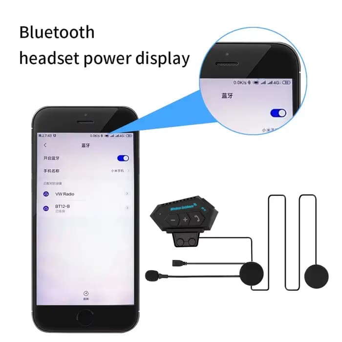 Casque de moto BT, Kit d'appel mains libres sans fil, stéréo, Anti-interférence, étanche, lecteur de