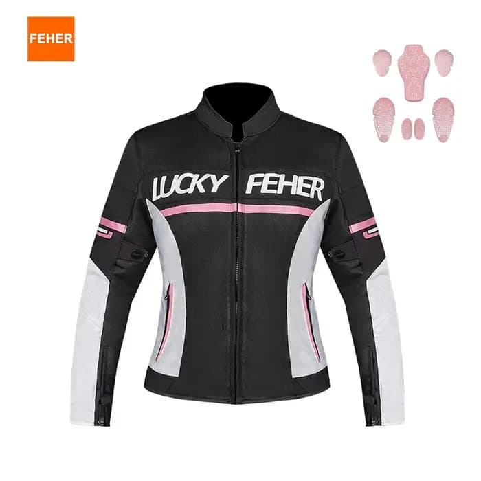 Veste de moto anti-chute FEHER pour femmes, légère, pour l'été, avec protections CE amovibles, confo