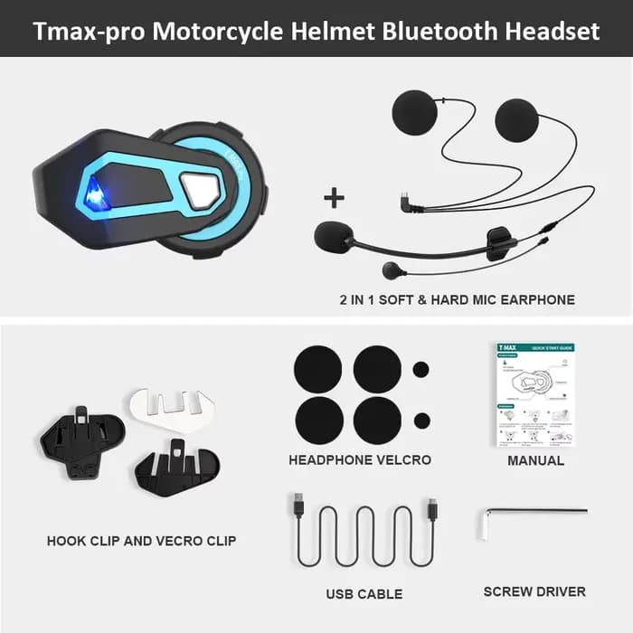 Freedconn-Oreillette Bluetooth 5.0 T Max Pro pour moto, appareil de communication pour casque, kit m