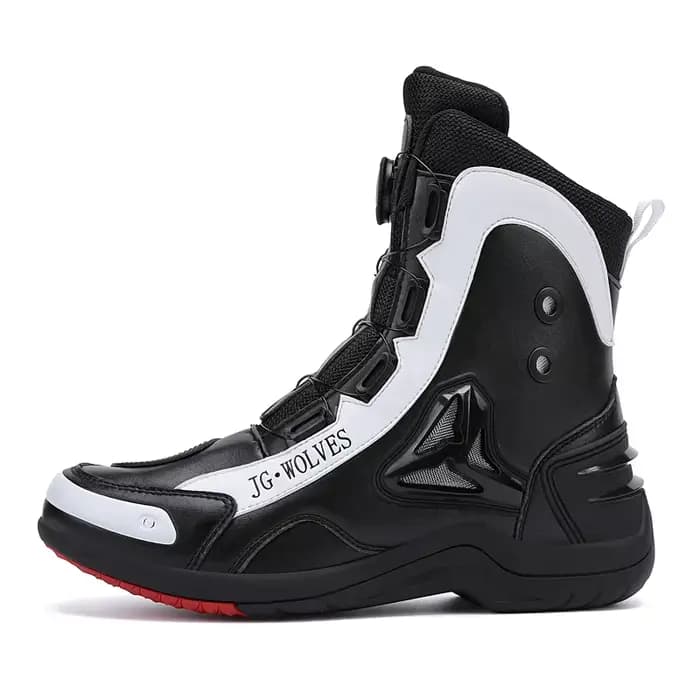 Bottes de moto pour hommes, cloutées, chaussures de moto imperméables, résistantes à l'usure, bottes