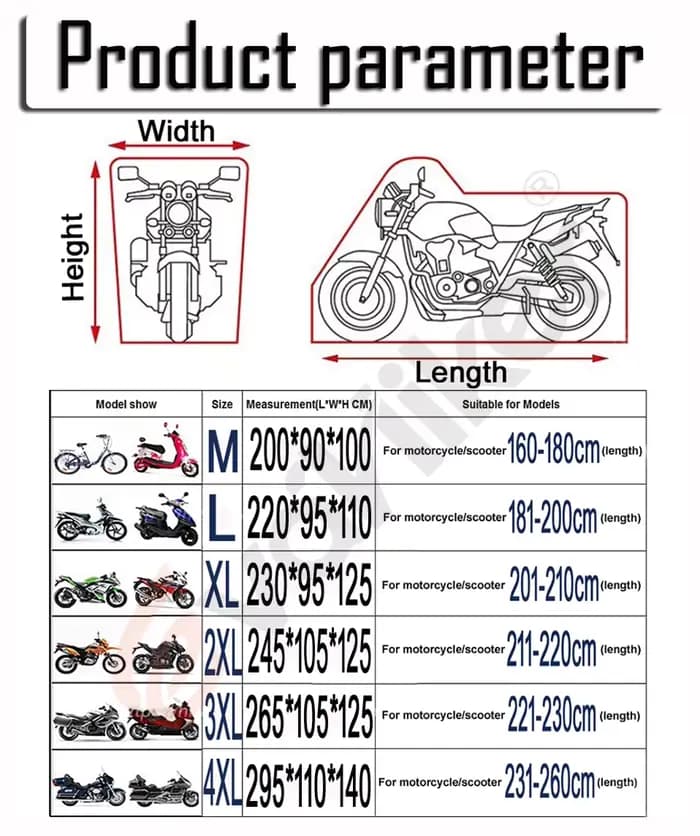 Housse de protection universelle pour moto, imperméable, anti-poussière, pour vélo et Scooter, prote