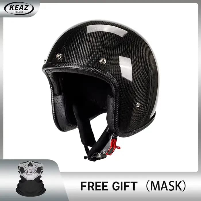 Casque de moto Vintage trois-quarts en Fiber de carbone, demi-casque à pédale, casque de moto de cro