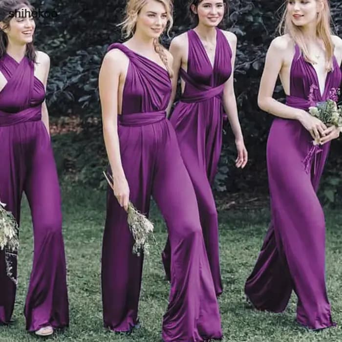 Combinaison violette élégante pour mariages, robes de demoiselle d'honneur, costume pantalon pour fe