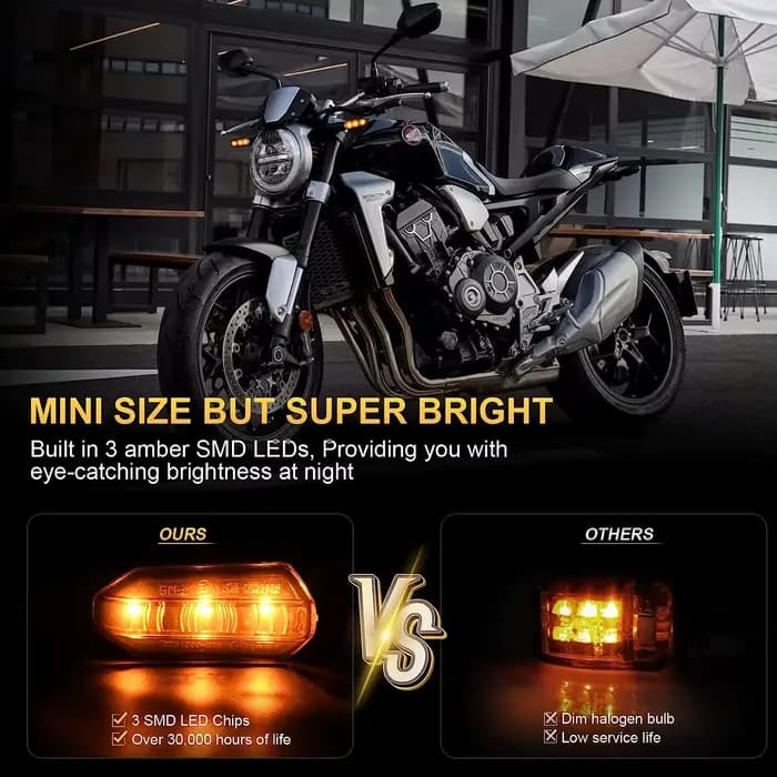 NLperal Moto LED clignotants 8mm Mini ambre clignotant clignotant lampe 12V Moto indicateur accessoi