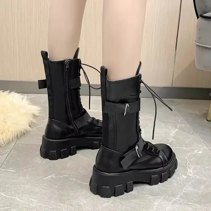 Femmes mi-mollet bottes Pring moto