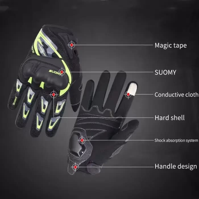 SUOMY SU-11 Gants de moto – Respirants à doigts complets