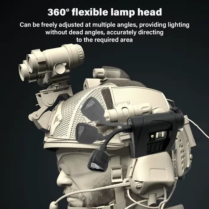 Lampe de casque tactique à 3 modes, lampe torche LED pour éclairage nocturne extérieur, chasse au laser, cyclisme militaire, pêche