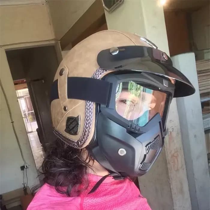 Casque de moto en cuir PU avec visage ouvert