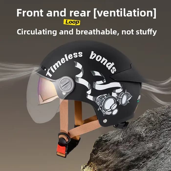 Casque de moto rétro RNG avec double visière solaire