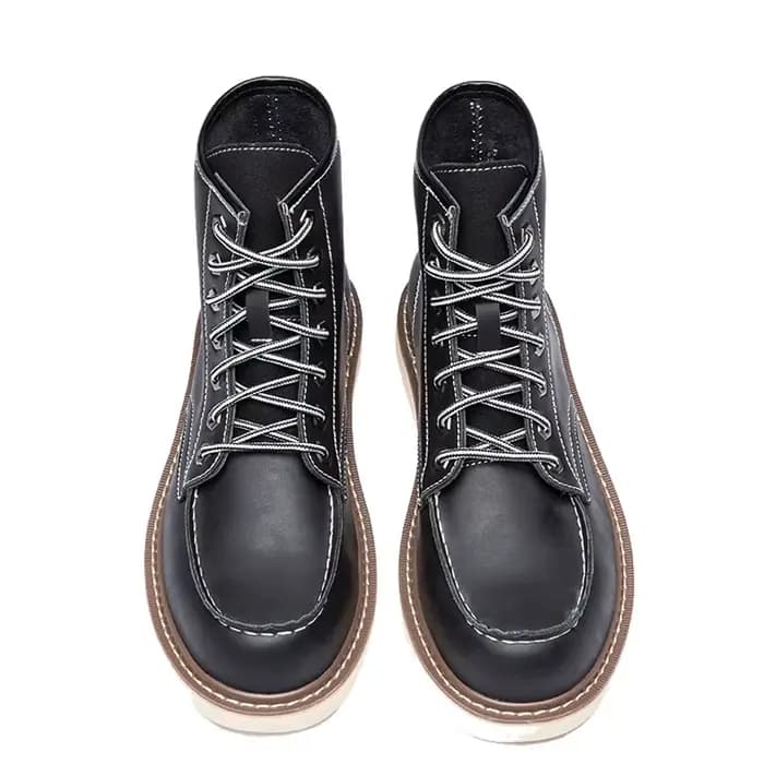 Bottes de moto en cuir de vache pour hommes