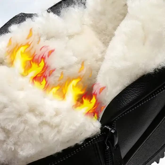 Bottes en cuir 2025 nouveau hiver chaussures à fond plat pour femmes d'âge moyen chaussures en coton chaud fond souple bottes en laine antidérapantes pour femmes
