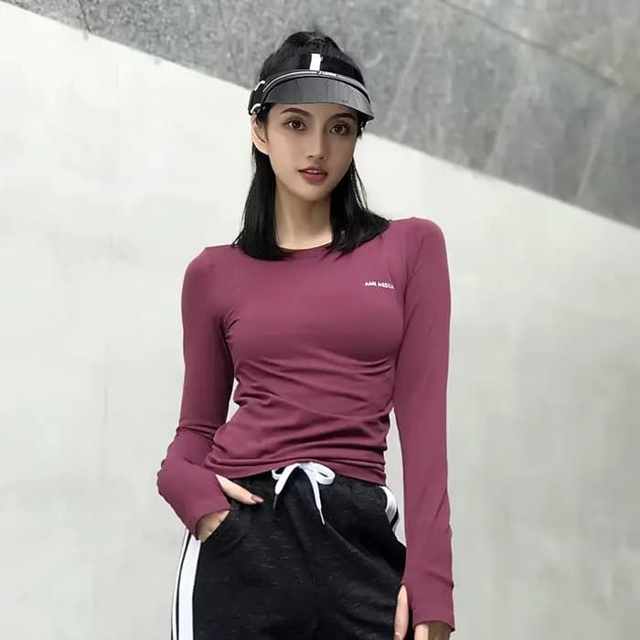 Haut de fitness moulant à manches longues pour femme, t-shirt de yoga, vêtements de course, vêtements d'entraînement, exercice de gym, printemps, automne