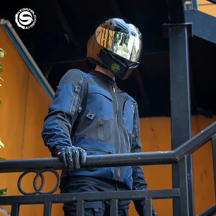 Veste de moto bleue d'été Certification CE