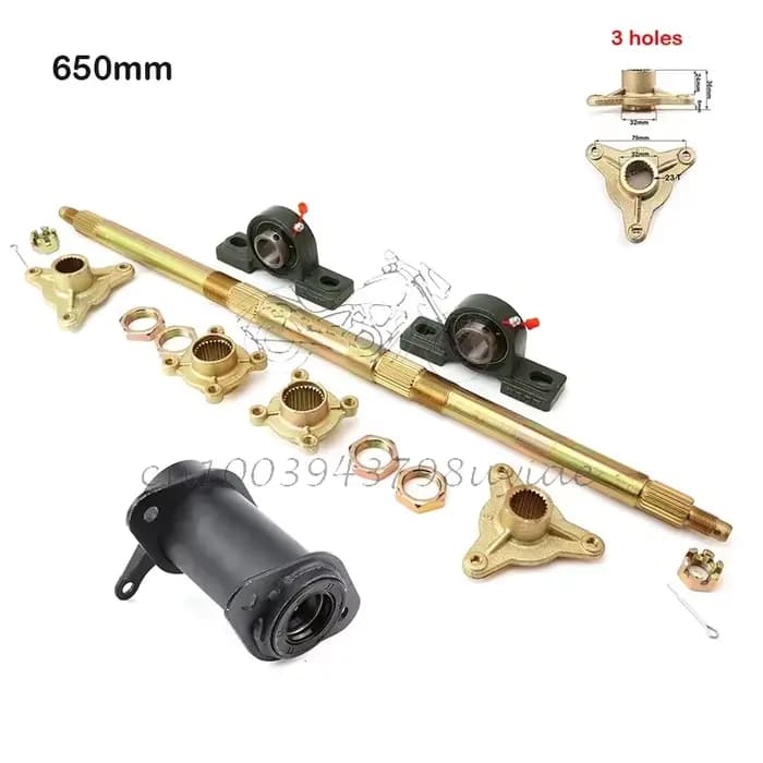 1 jeu d'essieu arrière de 65CM avec pignon et support de moyeu pour Go-kart ATV 50cc-125cc