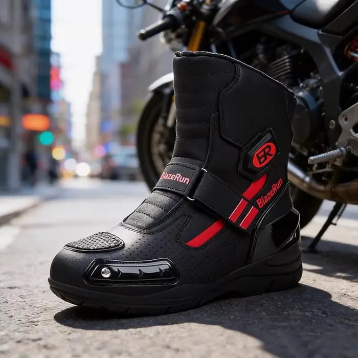 Nouvelles bottes de moto en cuir pour hommes