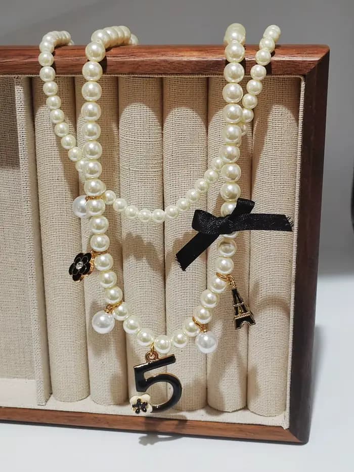 Ensemble de bijoux tendance pour femme, tour de cou, collier de perles, boucle d'oreille, accessoires de fête