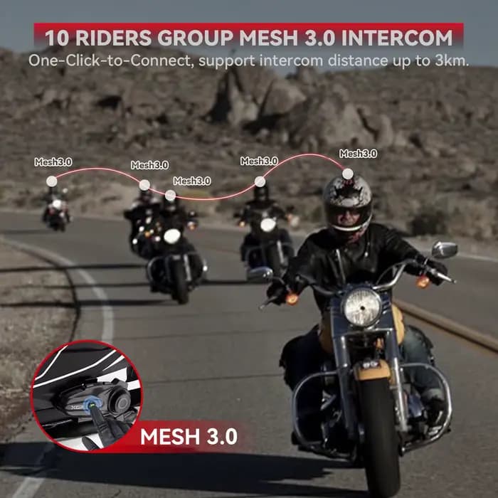 2025 Nouvel interphone de moto XGP X10 prend en charge l'interphone et l'écoute de musique simultanée 10 coureurs 2000 mètres