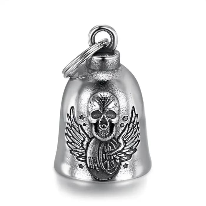 Porte-clés cloche de moto tête de mort pour homme
