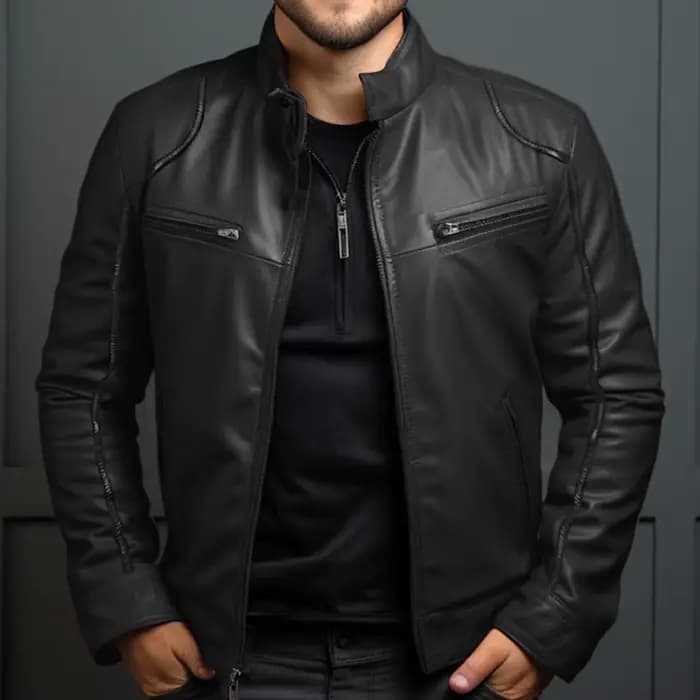 Veste de moto en cuir pour hommes