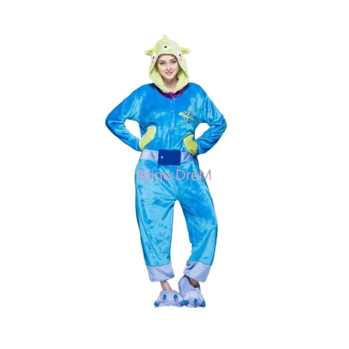 Fermeture éclair et bouton Alien Onesies pyjamas dessin animé Animal Cosplay Costume combinaison adulte Onesies vêtements de nuit Halloween Kigurumi