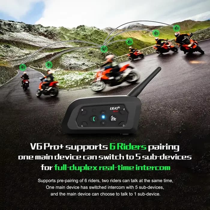 EJEAS V6 PRO + casque de moto interphone Bluetooth