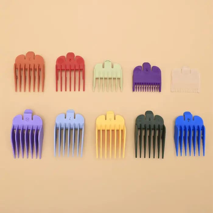10 pièces 1.5mm-25mm tondeuse à cheveux limite peigne Guide ensemble de fixation avec plateau de rangement tondeuse à cheveux rasoir accessoires de coupe de cheveux