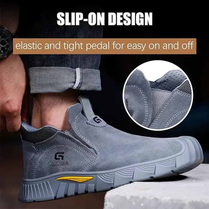    Bottes de travail de soudage grises pour hommes, chaussures antidérapantes à bout en acier, bottes à bout en acier indestructibles, chaussures de travail et de sécurité pour hommes