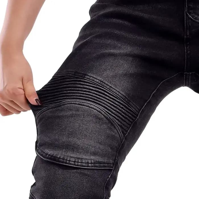 Pantalon de moto en jean bleu pour femme