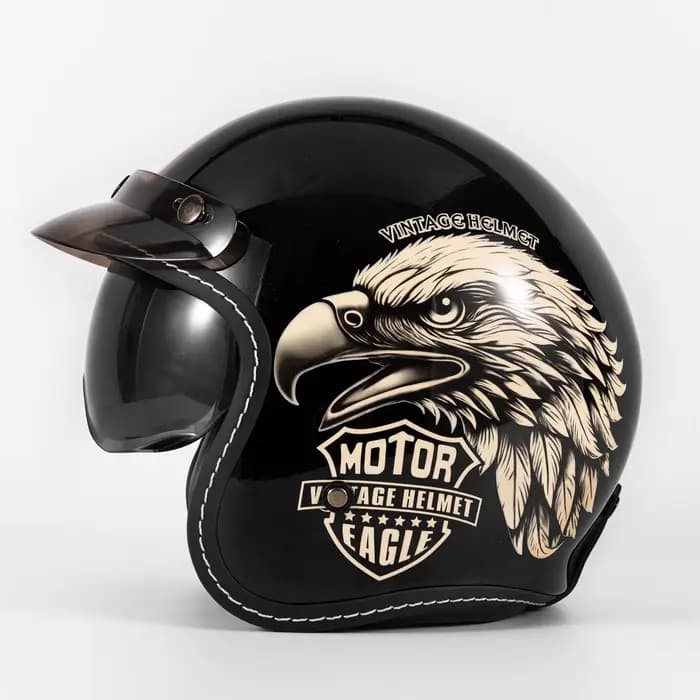 Casque ouvert rétro 3/4 unisexe avec double visière