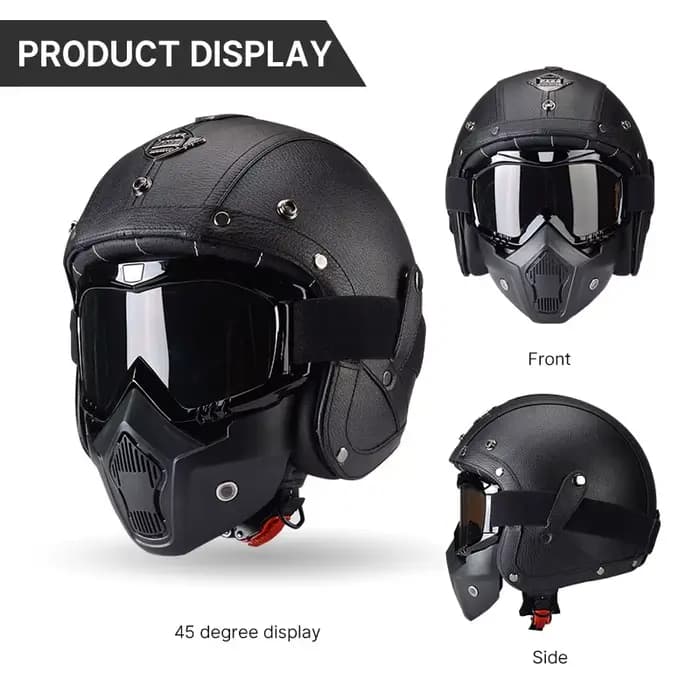 Casque de moto vintage pour homme