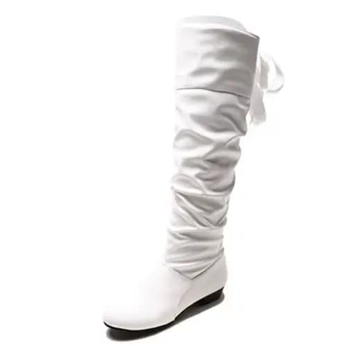 Bottes hautes plissées en cuir pour femmes
